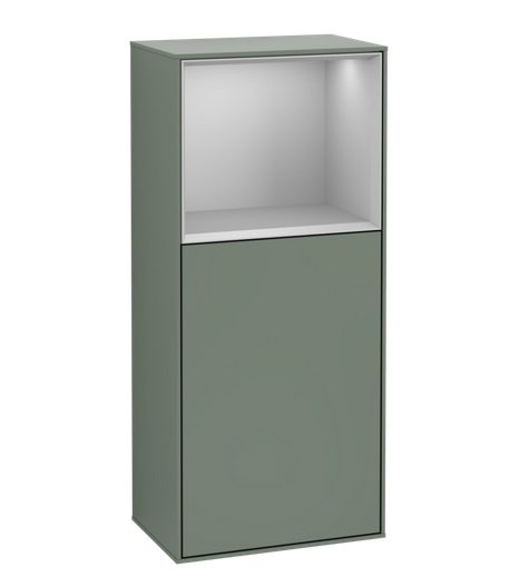 Шкафчик для ванной Villeroy & Boch Finion 41,8х93,6х27 см петли слева с подсветкой МДФ оливковый матовый лак/светло-серый матовый лак F520GJGM