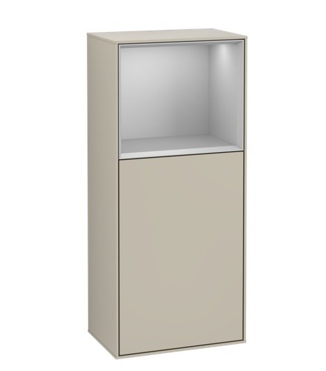 Шкафчик для ванной Villeroy & Boch Finion 41,8х93,6х27 см петли слева с подсветкой МДФ песок матовый лак/светло-серый матовый лак F520GJHH