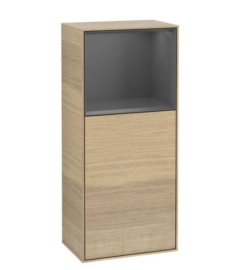 Шкафчик для ванной Villeroy & Boch Finion 41,8х93,6х27 см петли слева с подсветкой ДСП шпон дуба/антрацит матовый лак F520GKPC