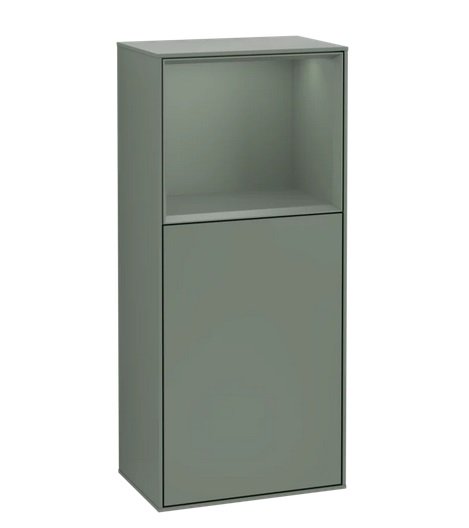 Шкафчик для ванной Villeroy & Boch Finion 41,8х93,6х27 см петли слева с подсветкой МДФ оливковый матовый лак F520GMGM