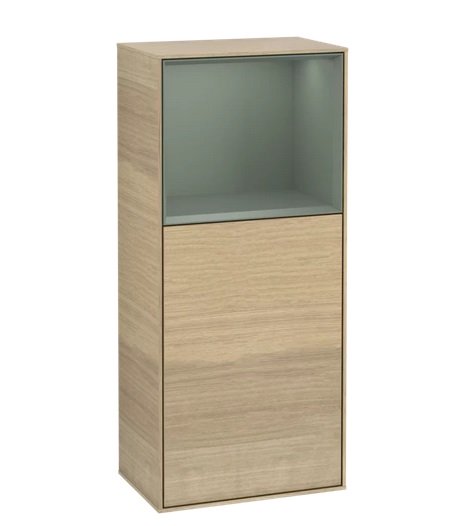 Шкафчик для ванной Villeroy & Boch Finion 41,8х93,6х27 см петли слева с подсветкой ДСП шпон дуба/оливковый матовый лак F520GMPC