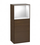 Шкафчик для ванной Villeroy & Boch Finion 41,8х93,6х27 см петли справа с подсветкой ДСП шпон грецкого ореха/глянцевый белый лак F530GFGN