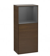 Шкафчик для ванной Villeroy & Boch Finion 41,8х93,6х27 см петли справа с подсветкой ДСП шпон грецкого ореха/антрацит матовый лак F530GKGN