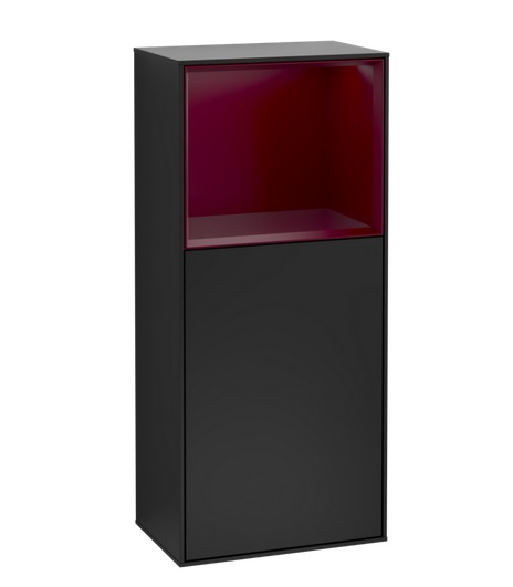 Шафка для ванної Villeroy & Boch Finion 41,8х93,6х27 см петлі праворуч з підсвічуванням МДФ чорний матовий лак/півон матовий лак F530HBPD