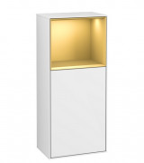 Шкафчик для ванной Villeroy & Boch Finion 41,8х93,6х27 см петли справа с подсветкой МДФ глянцевый белый лак/золотой матовый лак F530HFGF