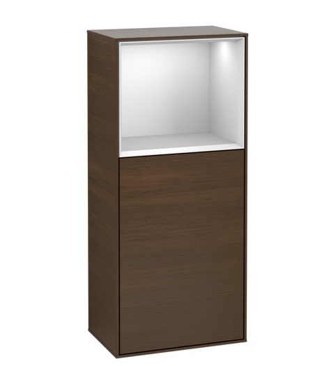 Шкафчик для ванной Villeroy & Boch Finion 41,8х93,6х27 см петли справа с подсветкой ДСП шпон грецкого ореха/белый матовый лак F530MTGN