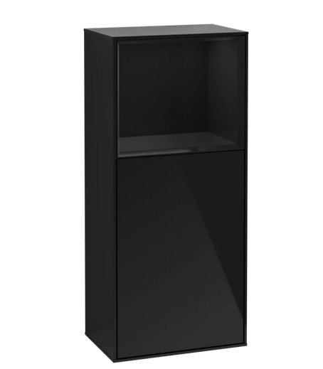 Шкафчик для ванной Villeroy & Boch Finion 41,8х93,6х27 см петли слева с подсветкой МДФ глянцевый черный лак G520PHPH