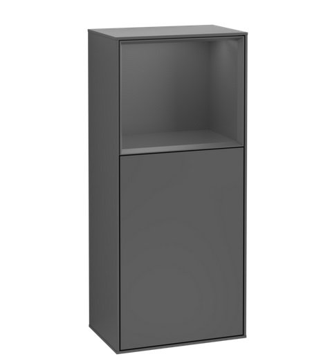 Шафка для ванної Villeroy & Boch Finion 41,8х93,6х27 см петлі праворуч з підсвічуванням МДФ антрацит матовий лак F530GKGK