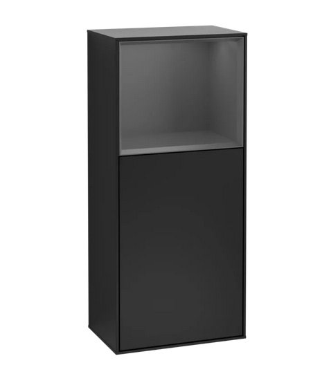Шафка для ванної Villeroy & Boch Finion 41,8х93,6х27 см петлі праворуч з підсвічуванням МДФ чорний матовий лак/антрацит матовий лак F530GKPD