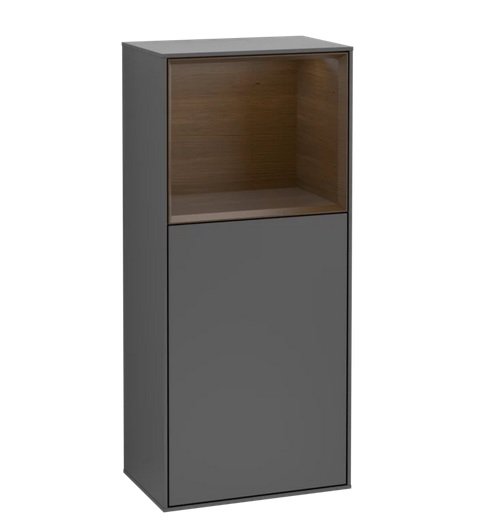 Шкафчик для ванной Villeroy & Boch Finion 41,8х93,6х27 см петли справа с подсветкой МДФ антрацит матовый лак/шпон грецкого ореха F530GNGK