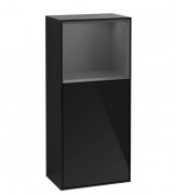 Шкафчик для ванной Villeroy & Boch Finion 41,8х93,6х27 см петли справа с подсветкой МДФ глянцевый черный лак/антрацит матовый лак F530GKPH