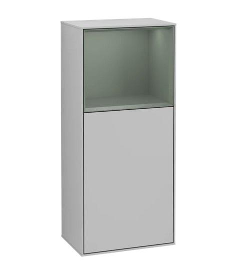 Шкафчик для ванной Villeroy & Boch Finion 41,8х93,6х27 см петли справа с подсветкой МДФ светло-серый матовый лак/оливковый матовый лак F530GMGJ
