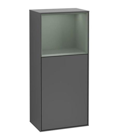 Шкафчик для ванной Villeroy & Boch Finion 41,8х93,6х27 см петли справа с подсветкой МДФ антрацит матовый лак/оливковый матовый лак F530GMGK