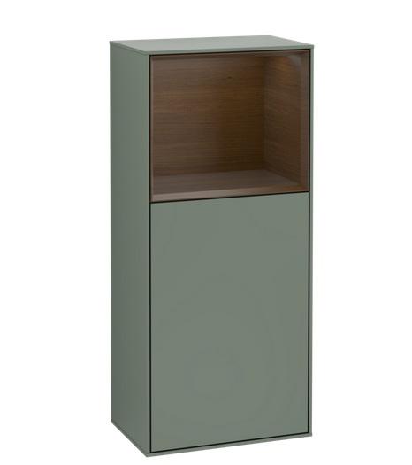 Шкафчик для ванной Villeroy & Boch Finion 41,8х93,6х27 см петли справа с подсветкой МДФ оливковый матовый лак/шпон грецкого ореха F530GNGM