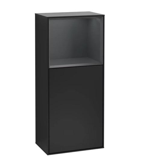 Шкафчик для ванной Villeroy & Boch Finion 41,8х93,6х27 см петли справа с подсветкой МДФ черный матовый лак/темно-синий матовый лак F530HGPD