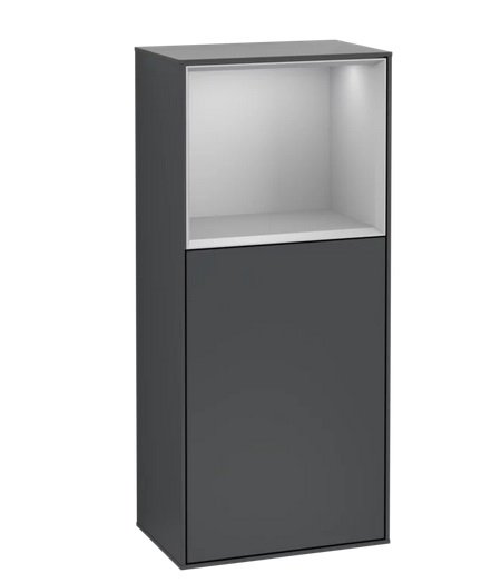 Шафка для ванної Villeroy & Boch Finion 41,8х93,6х27 см петлі праворуч з підсвічуванням МДФ темно-синій матовий лак/світло-сірий матовий лак F530GJHG