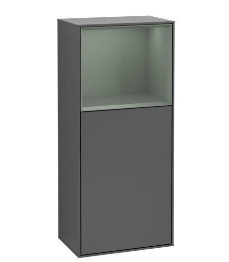 Шафка для ванної Villeroy & Boch Finion 41,8 х93, 6х27 см петлі праворуч з підсвічуванням МДФ антрацит матовий лак/оливковий матовий лак F530GMGK