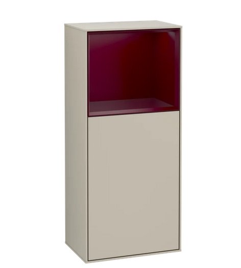 Шкафчик для ванной Villeroy & Boch Finion 41,8х93,6х27 см петли справа с подсветкой МДФ песок матовый лак/пион матовый лак F530HBHH