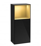 Шкафчик для ванной Villeroy & Boch Finion 41,8х93,6х27 см петли справа с подсветкой МДФ глянцевый черный лак/золотой матовый лак F530HFPH