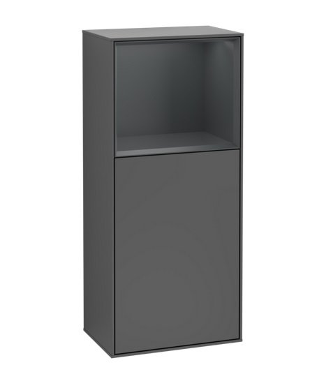 Шкафчик для ванной Villeroy & Boch Finion 41,8х93,6х27 см петли справа с подсветкой МДФ антрацит матовый лак/темно-синий матовый лак F530HGGK