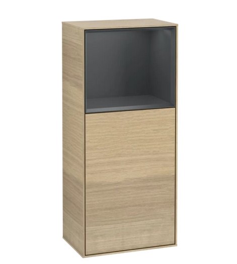 Шафка для ванної Villeroy & Boch Finion 41,8х93,6х27 см петлі праворуч з підсвічуванням ДСП шпон дуба/темно-синій матовий лак F530HGPC