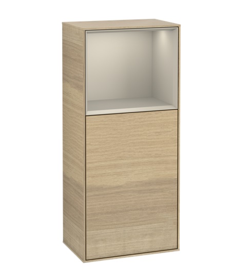 Шкафчик для ванной Villeroy & Boch Finion 41,8х93,6х27 см петли справа с подсветкой ДСП шпон дуба/песок матовый лак F530HHPC