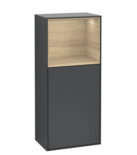 Шкафчик для ванной Villeroy & Boch Finion 41,8х93,6х27 см петли справа с подсветкой ДСП темно-синий матовый лак/шпон дуба F530PCHG