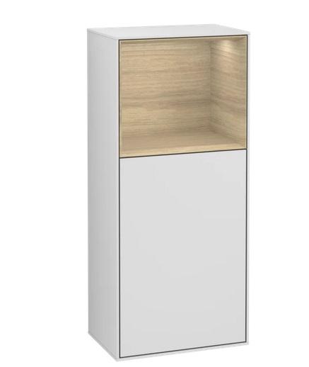 Шафка для ванної Villeroy & Boch Finion 41,8х93,6х27 см петлі праворуч з підсвічуванням МДФ білий матовий лак/шпон дуба F530PCMT