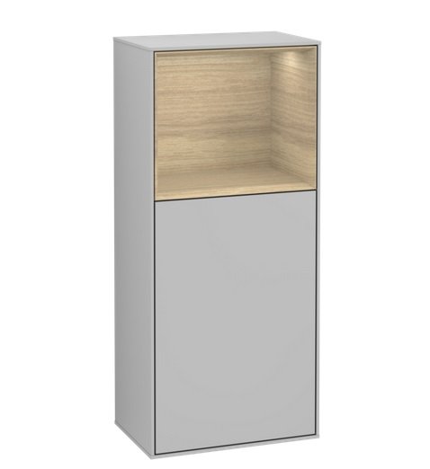 Шкафчик для ванной Villeroy & Boch Finion 41,8х93,6х27 см петли справа с подсветкой МДФ светло-серый матовый лак/шпон дуба  F530PCGJ