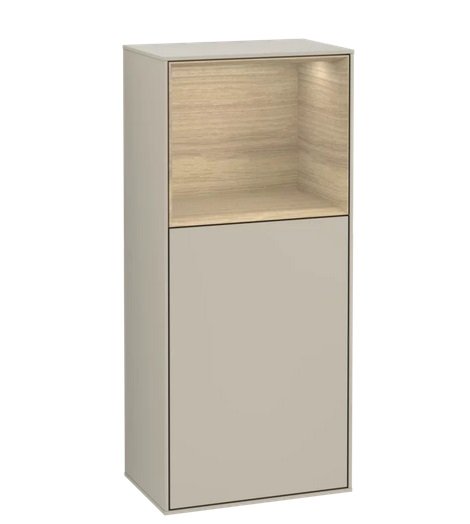 Шкафчик для ванной Villeroy & Boch Finion 41,8х93,6х27 см петли справа с подсветкой ДСП песок матовый лак/шпон дуба F530PCHH