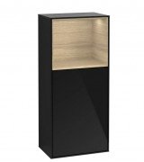 Шкафчик для ванной Villeroy & Boch Finion 41,8х93,6х27 см петли справа с подсветкой МДФ глянцевый черный лак/шпон дуба F530PCPH