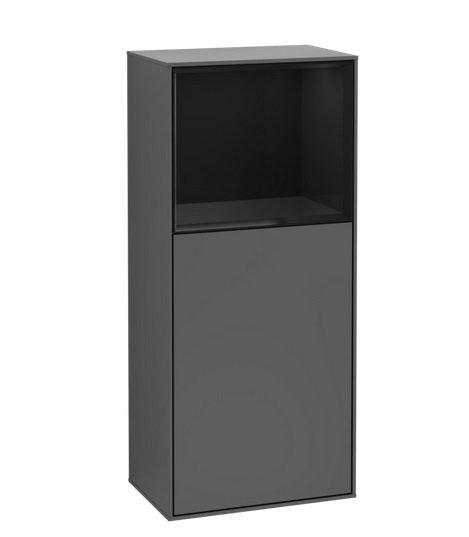 Шкафчик для ванной Villeroy & Boch Finion 41,8х93,6х27 см петли справа с подсветкой МДФ антрацит матовый лак/глянцевый черный лак F530PHGK