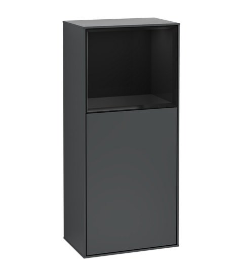 Шкафчик для ванной Villeroy & Boch Finion 41,8х93,6х27 см петли справа с подсветкой ДСП темно-синий матовый лак/глянцевый черный лак F530PHHG