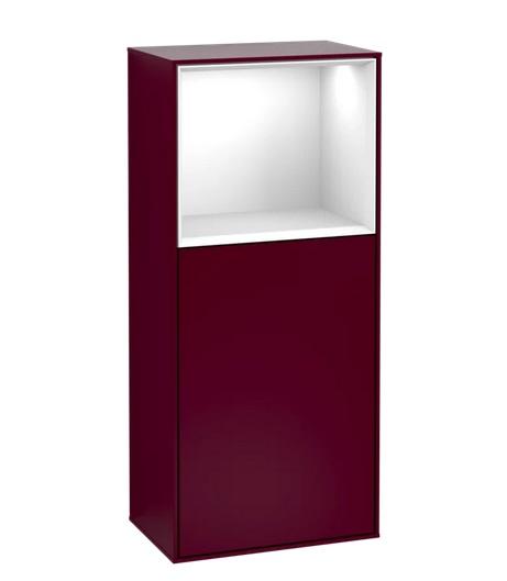 Шкафчик для ванной Villeroy & Boch Finion 41,8х93,6х27 см петли справа с подсветкой МДФ пион матовый лак/глянцевый белый лак G530GFHB