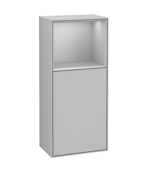 Шафка для ванної Villeroy & Boch Finion 41,8х93,6х27 см петлі праворуч з підсвічуванням МДФ світло-сірий матовий лак G530GJGJ