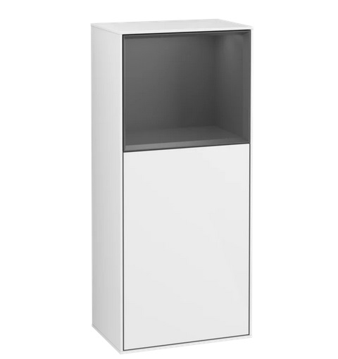Шафка для ванної Villeroy & Boch Finion 41,8х93,6х27 см петлі праворуч з підсвічуванням МДФ глянсовий білий лак/антрацит матовий лак G530GKGF