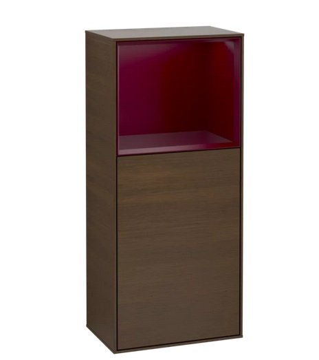 Шкафчик для ванной Villeroy & Boch Finion 41,8х93,6х27 см петли справа с подсветкой ДСП шпон грецкого ореха/пион матовый лак G530HBGN