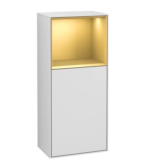 Шафка для ванної Villeroy & Boch Finion 41,8х93,6х27 см петлі праворуч з підсвічуванням МДФ білий матовий лак/золотий матовий лак G530HFMT