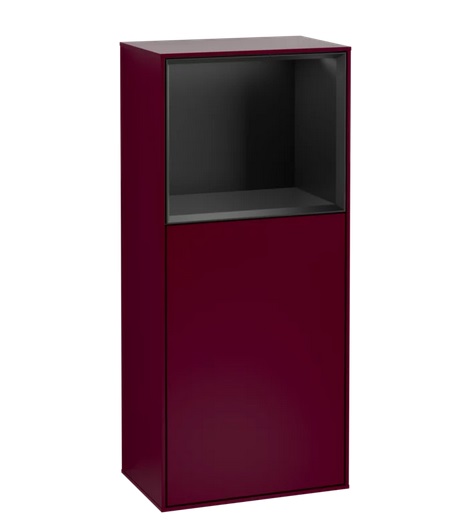 Шафка для ванної Villeroy & Boch Finion 41,8х93,6х27 см петлі праворуч з підсвічуванням МДФ півонія матовий лак/чорний матовий лак G530PDHB