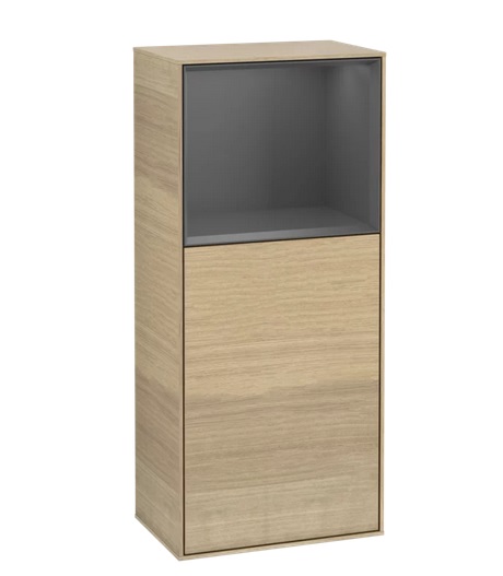 Шкафчик для ванной Villeroy & Boch Finion 41,8х93,6х27 см петли справа с подсветкой ДСП шпон дуба/антрацит матовый лак G530GKPC