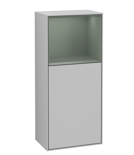 Шкафчик для ванной Villeroy & Boch Finion 41,8х93,6х27 см петли справа с подсветкой МДФ светло-серый матовый лак/оливковый матовый лак G530GMGJ