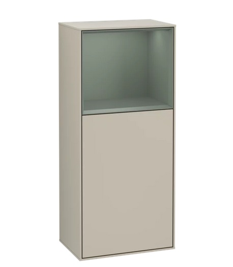 Шкафчик для ванной Villeroy & Boch Finion 41,8х93,6х27 см петли справа с подсветкой МДФ песок матовый лак/оливковый матовый лак G530GMHH