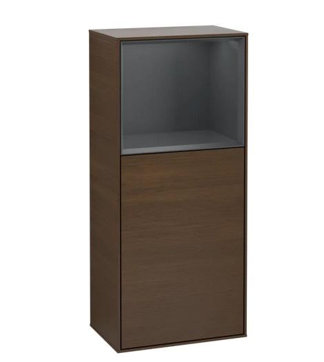 Шкафчик для ванной Villeroy & Boch Finion 41,8х93,6х27 см петли справа с подсветкой ДСП шпон грецкого ореха/темно-синий матовый лак G530HGGN