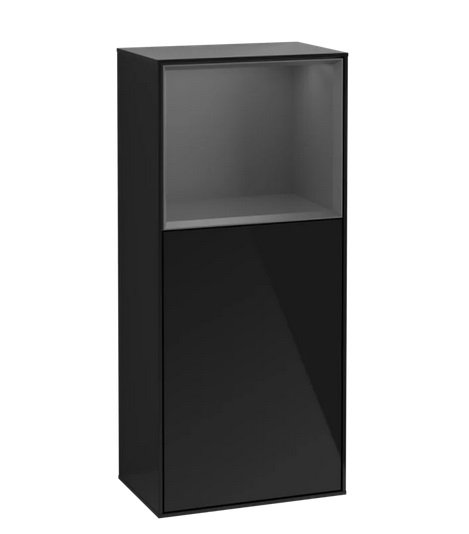 Шкафчик для ванной Villeroy & Boch Finion 41,8х93,6х27 см петли справа с подсветкой МДФ глянцевый черный лак/антрацит матовый лак G530GKPH
