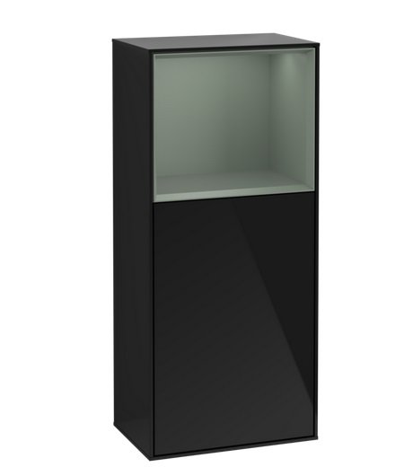 Шкафчик для ванной Villeroy & Boch Finion 41,8х93,6х27 см петли справа с подсветкой МДФ глянцевый черный лак/оливковый матовый лак G530GMPH