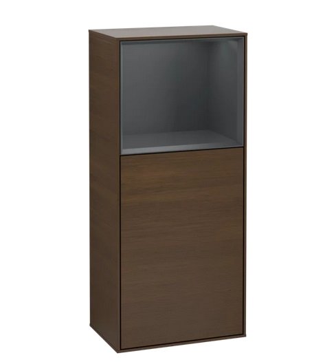 Шкафчик для ванной Villeroy & Boch Finion 41,8х93,6х27 см петли справа с подсветкой ДСП шпон грецкого ореха/темно-синий матовый лак G530HGGN