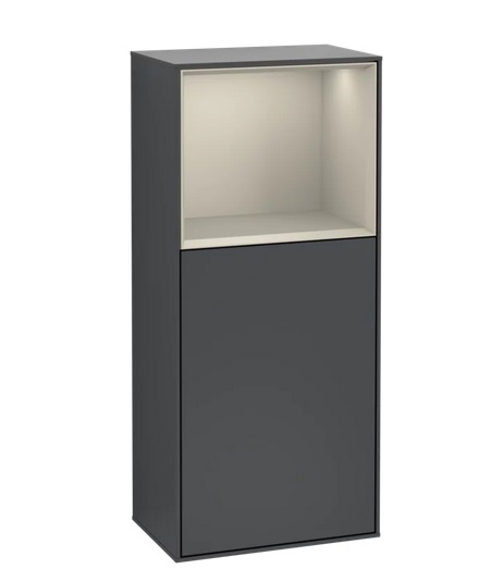 Шкафчик для ванной Villeroy & Boch Finion 41,8х93,6х27 см петли справа с подсветкой МДФ темно-синий матовый лак/песок матовый лак G530HHHG