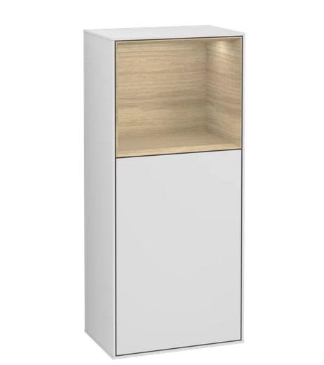 Шкафчик для ванной Villeroy & Boch Finion 41,8х93,6х27 см петли справа с подсветкой МДФ белый матовый лак/шпон дуба G530PCMT