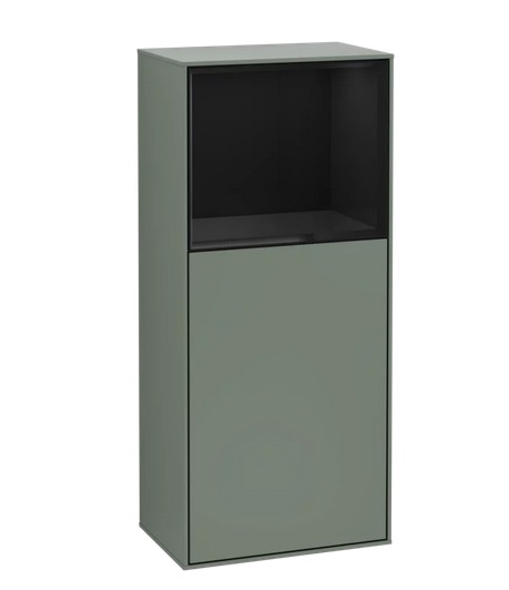 Шафка для ванної Villeroy & Boch Finion 41,8х93,6х27 см петлі праворуч з підсвічуванням МДФ оливковий матовий лак/глянцевий чорний лак G530PHGM