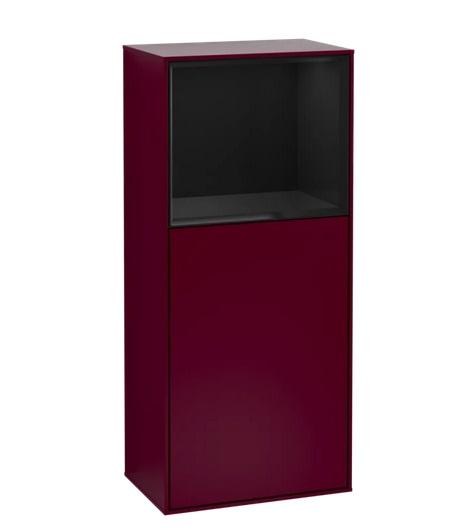 Шкафчик для ванной Villeroy & Boch Finion 41,8х93,6х27 см петли справа с подсветкой МДФ пион матовый лак/глянцевый черный лак G530PHHB
